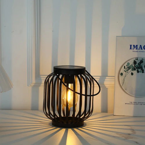 lampe de jardin solaire étanche en fer antique portable - vue 4 sur 6