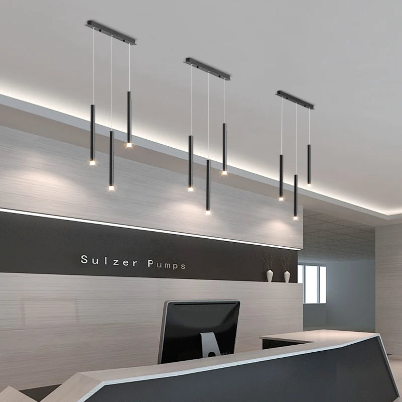 suspension moderne à led en fer noir créative à 8 têtes - vue 4 sur 9