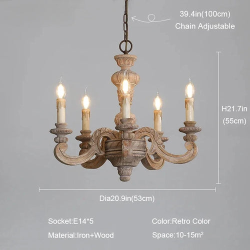 lustre en bois sculpté et verre de murano rétro élégant - vue 12 sur 12
