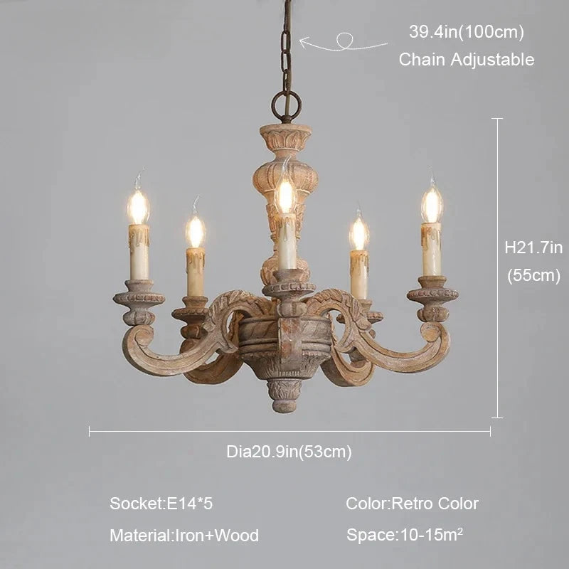 lustre en bois sculpté et verre de murano rétro élégant - vue 11 sur 12