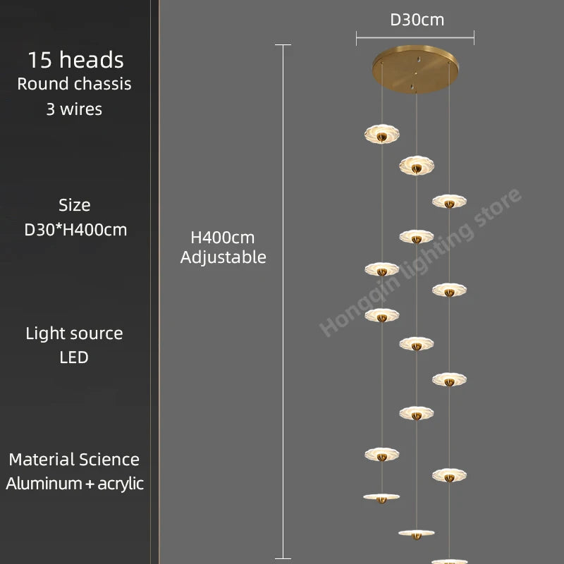 lustre moderne à led pour éclairage intérieur élégant - vue 9 sur 26