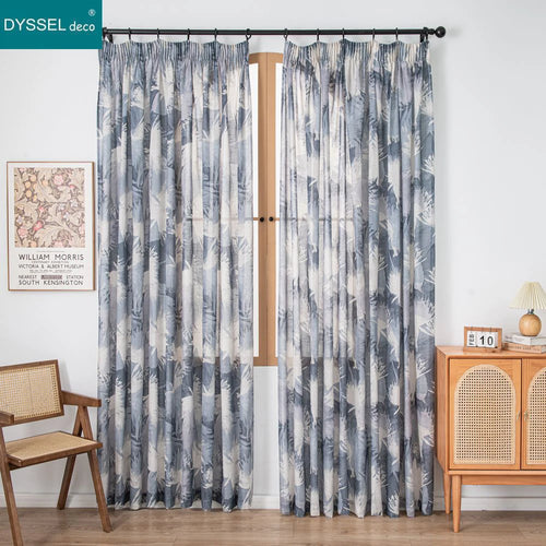 Rideau motif feuilles style naturel pour salon chambre - vue 5 sur 8