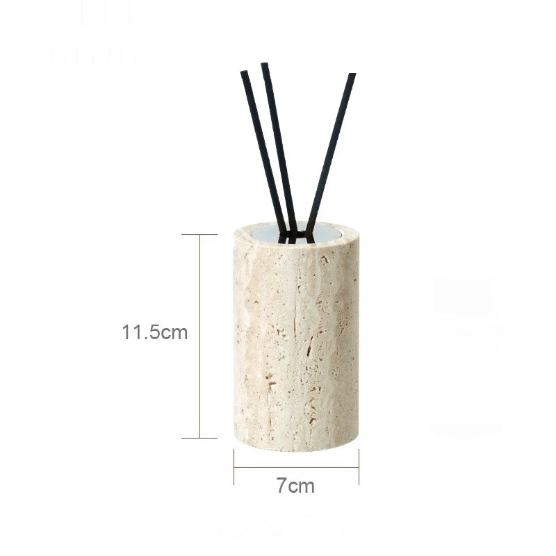 ensemble accessoires salle de bain en travertin beige naturel - vue 20 sur 28