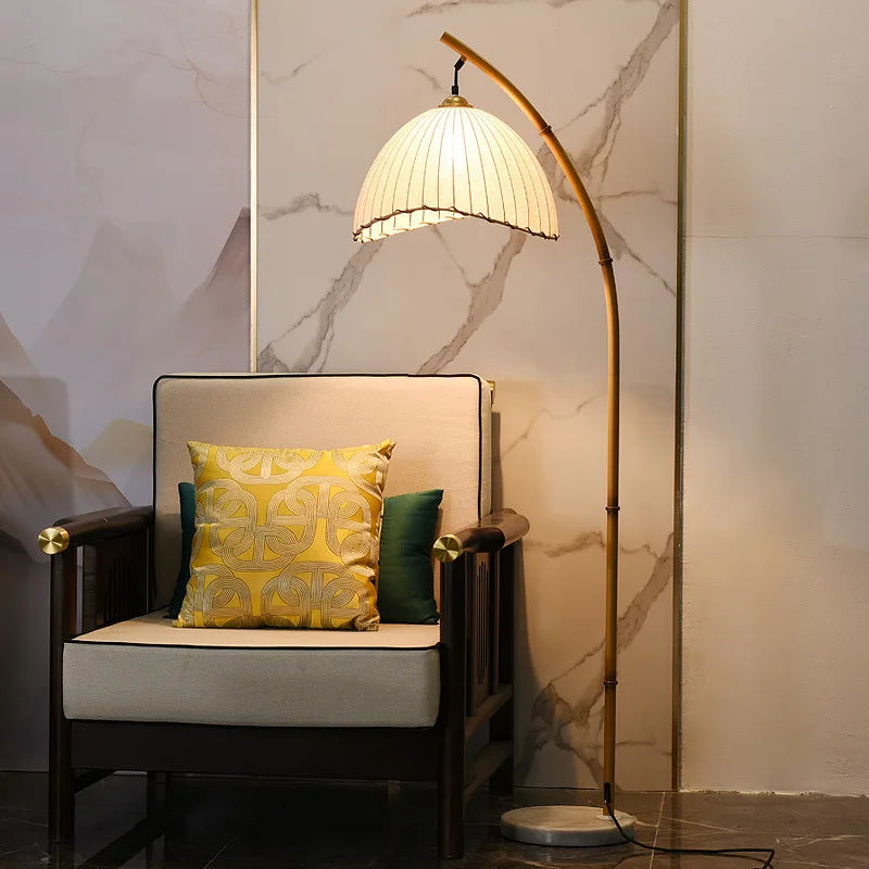 Wabi Sabi toile abat-jour lampadaire LED nordique bambou Design métal lampadaire nordique minimalisme salon Lustre lampe - vue 6 sur 8