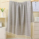 serviette de plage turque rayures pompons taille voyage