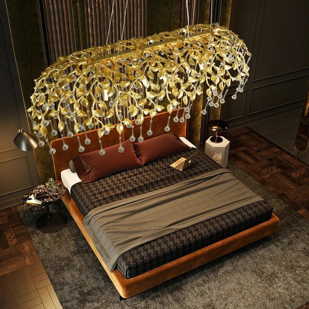 lustre en cristal de luxe design goutte de pluie élégant - vue 6 sur 10