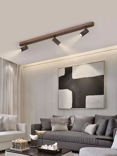 lustre led moderne design imitation bois pour intérieur - vue 4 sur 16