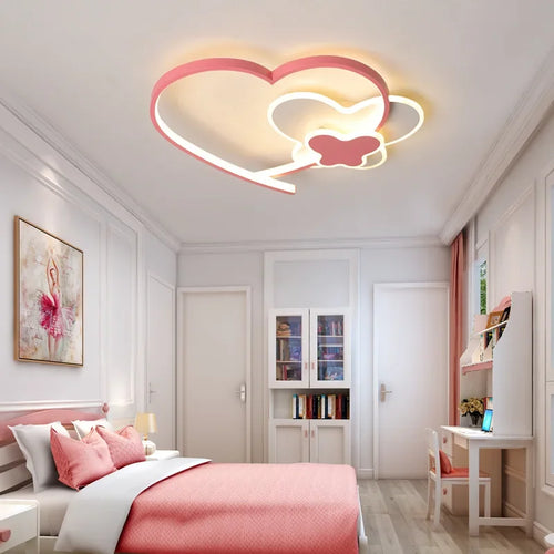 plafonnier LED chambre enfants en forme de coeur rose - vue 3 sur 10