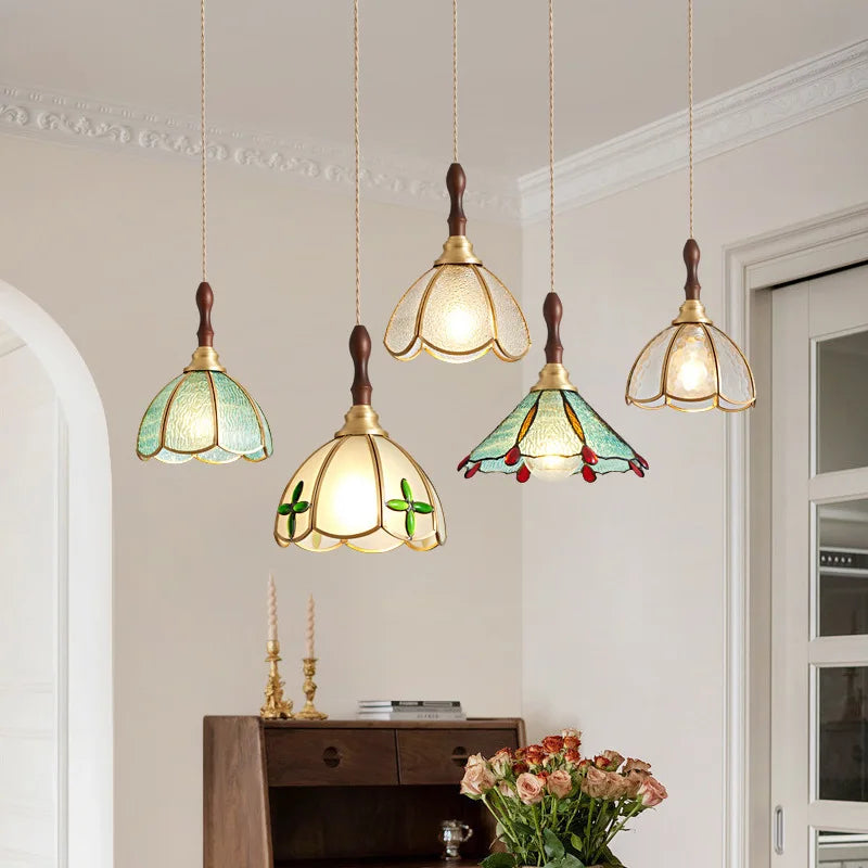 lustre rétro en cuivre et verre pour intérieur élégant - vue 4 sur 14