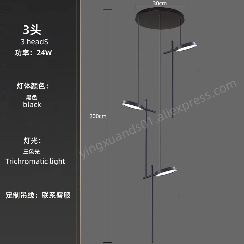 lustre moderne suspendu en acrylique design créatif 2023 à LED - vue 11 sur 17