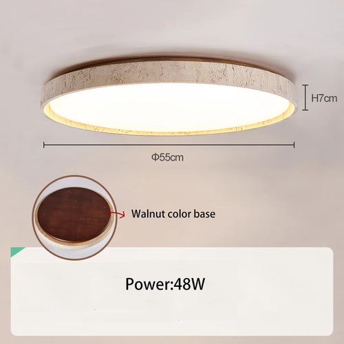 Led plafonnier pierre Downlight monté en Surface rétro luminaires noyer bûche bois couleur chambre salon grande lumière - vue 9 sur 13