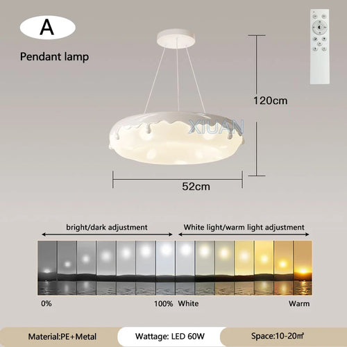 52cm Donuts Pendant Lamp With Remote Control Dimming Children's Room Bubble Ball Chandelier Light Kids Nursery Bedroom Lamp LED - vue 10 sur 12