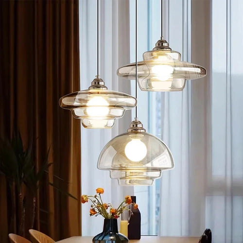 suspension rétro en verre plaqué pour décoration moderne - vue 3 sur 9