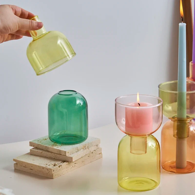 bougeoir en verre décoratif pour plantes et bougies - vue 5 sur 22