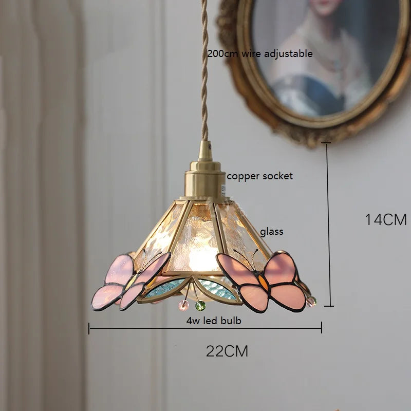 iwhd lampe à main led moderne en verre cuivre papillon - vue 2 sur 28