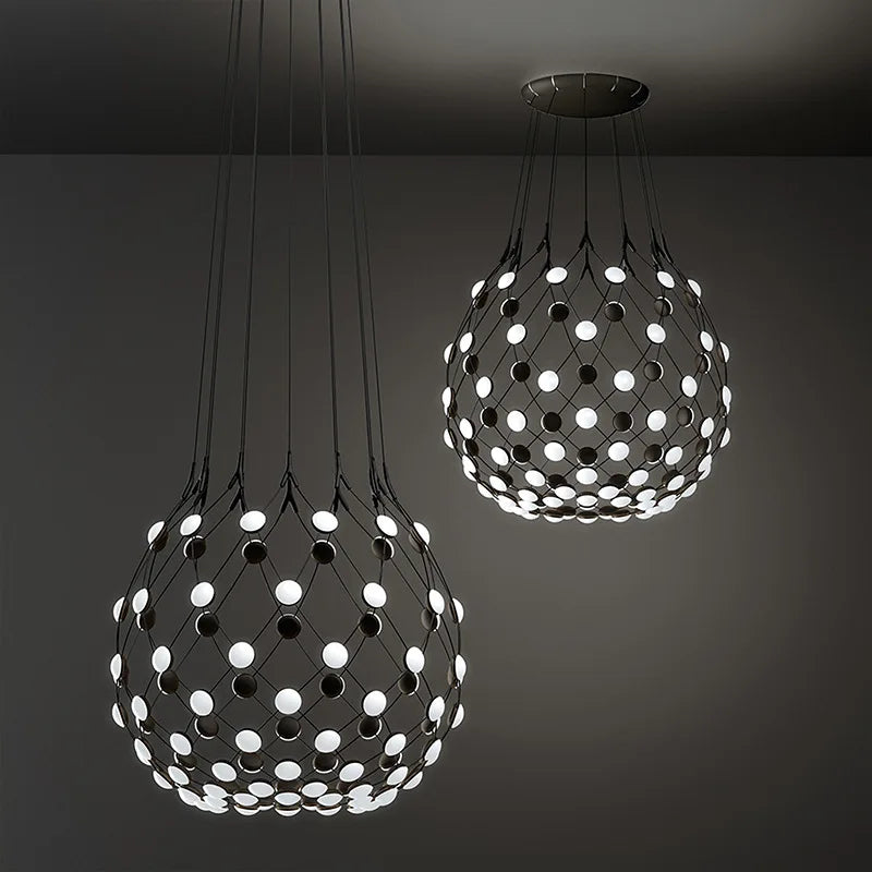Lustre Designer italien Led nordique noir blanc salle à manger filet de pêche - vue 3 sur 10