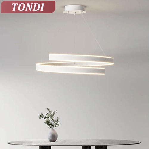 TONDI Lustre Simple Noir/Blanc adapté au Salon Salle à Manger Cuisine Lustre Rond éclairage décoration intérieure - vue 5 sur 12