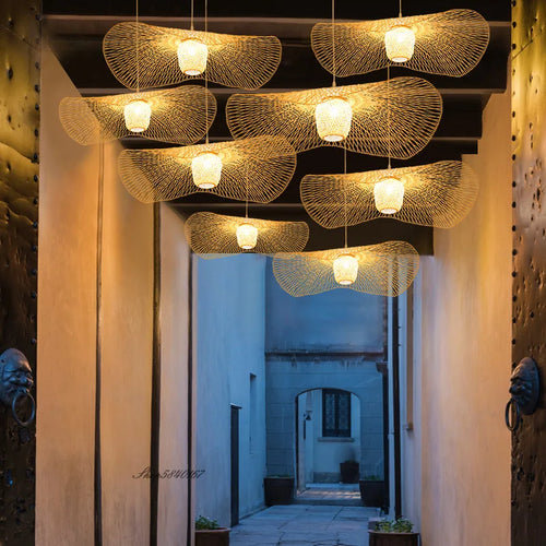suspension en bambou créative pour éclairage intérieur moderne - vue 7 sur 9