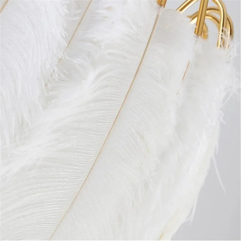 plafonnier décoration en plumes d'autruche simplicité nordique - vue 4 sur 8