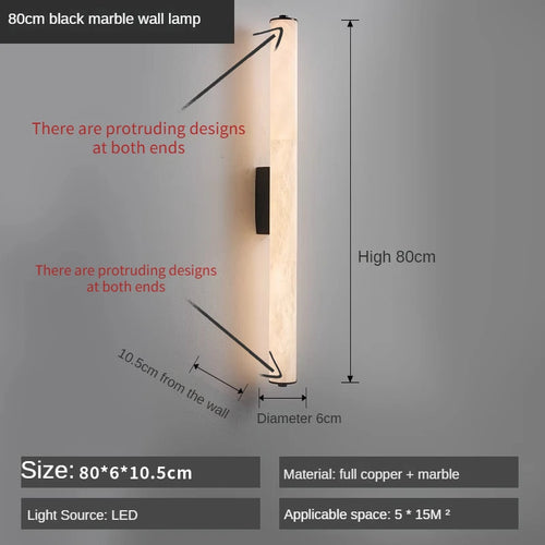 applique murale led en cuivre et marbre moderne luxe éclairage intérieur - vue 13 sur 14
