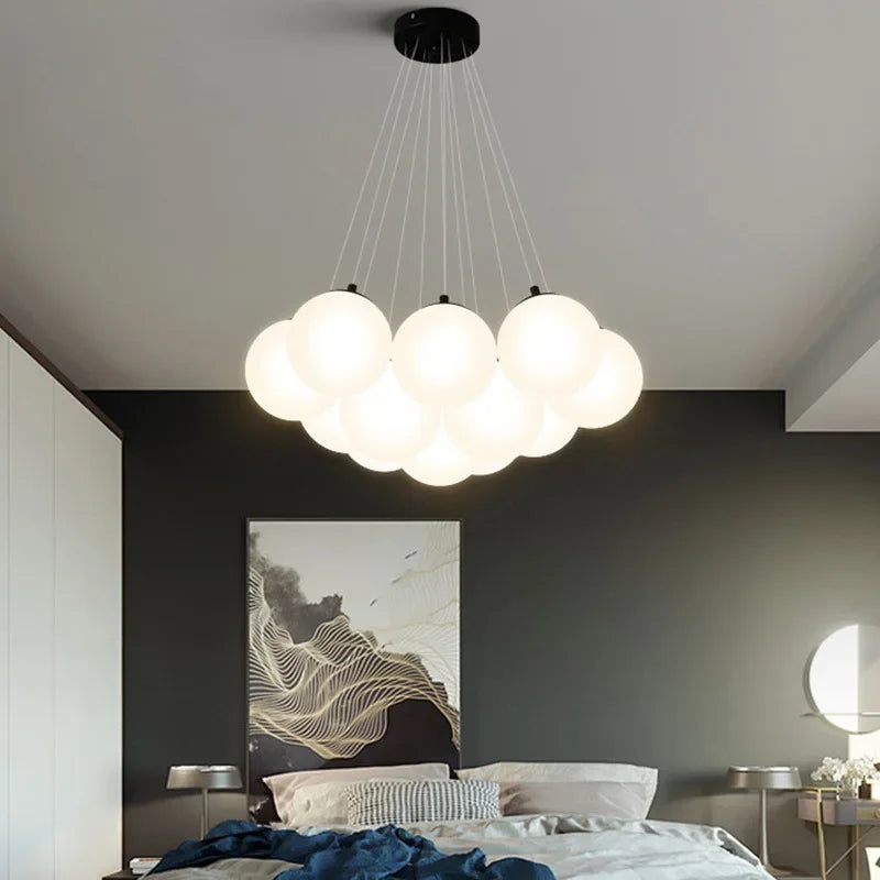 lustre moderne en verre avec led pour décoration intérieure - vue 4 sur 8