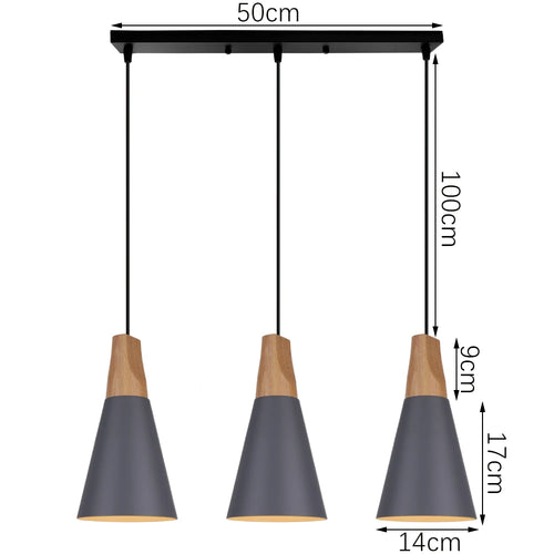 suspension macaron nordique en bois 3 têtes pour bar restaurant - vue 12 sur 24