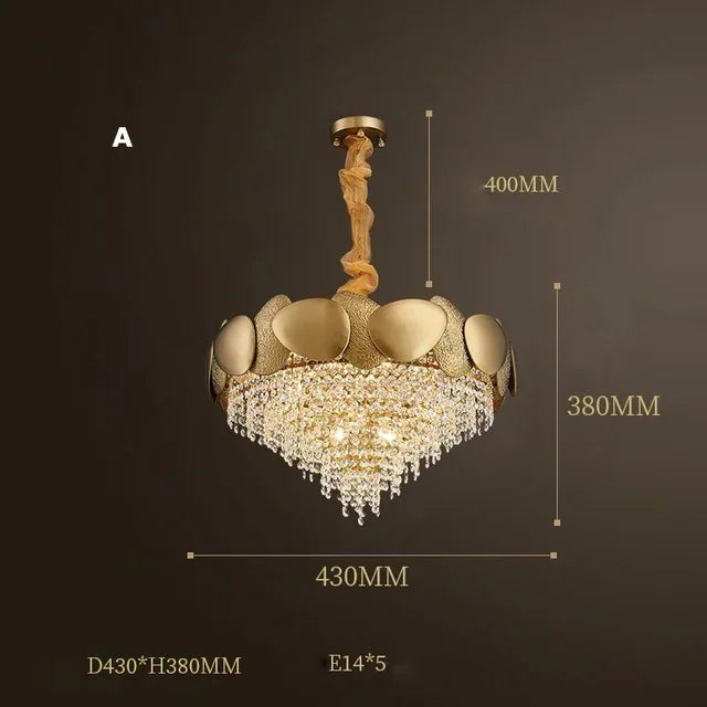 lustre moderne en cristal pampilles et acier inoxydable - vue 12 sur 16