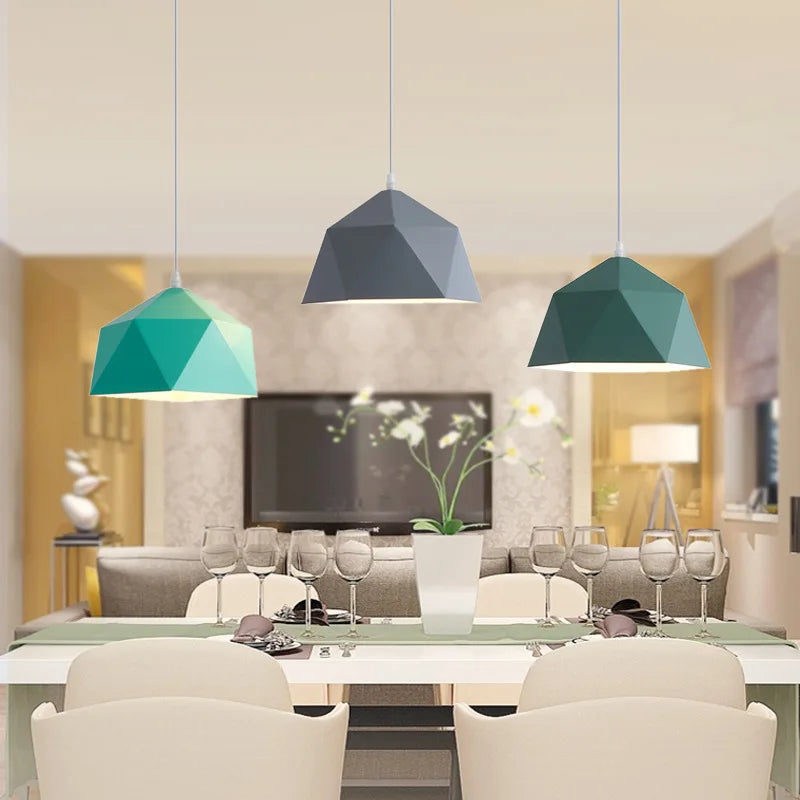 lustre nordique macarone géométrique led décoratif suspendu - vue 3 sur 13