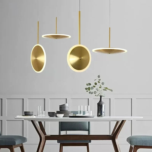 suspension LED ronde en métal design moderne fil réglable livraison artistique - vue 2 sur 12