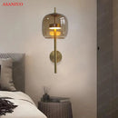 applique murale led créative en verre avec lumière chaude
