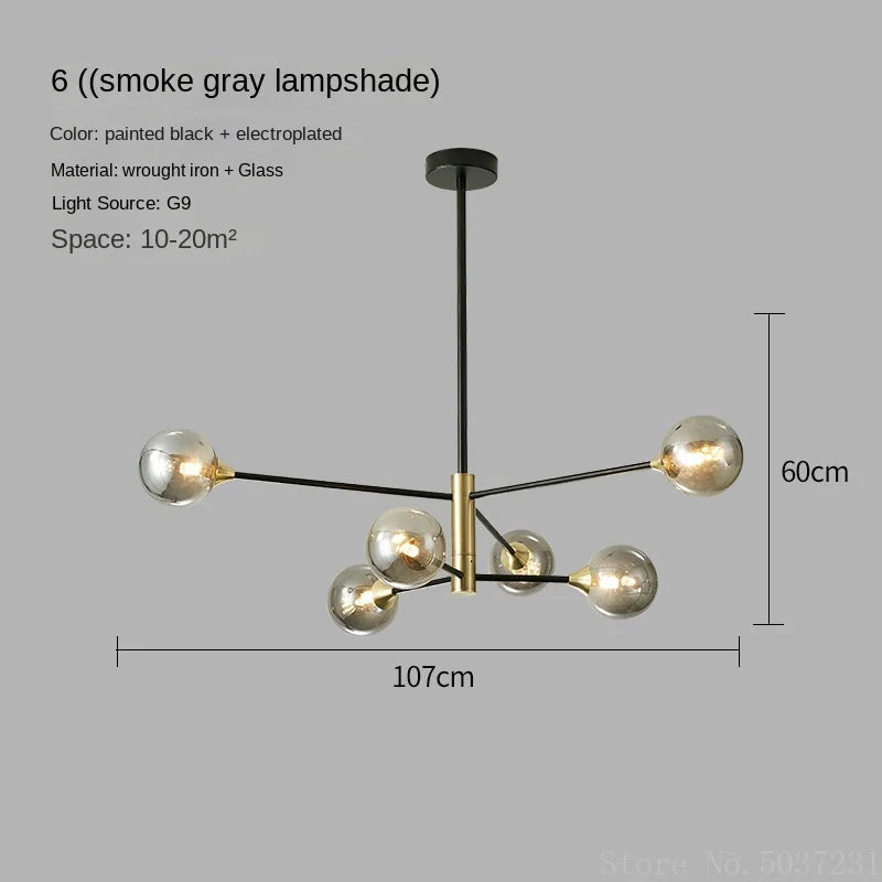 lustre moderne en forme de haricot avec éclairage led suspendu - vue 8 sur 16