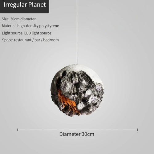 lustre moderne planète wabi-sabi en béton suspension réglable - vue 3 sur 12