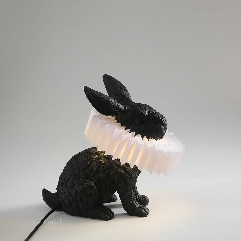 lampe de chevet lapin en résine style nordique décorative et moderne - vue 6 sur 15