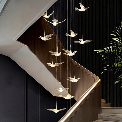 suspension LED décorative en forme d'oiseau idéale pour loft - vue 3 sur 18