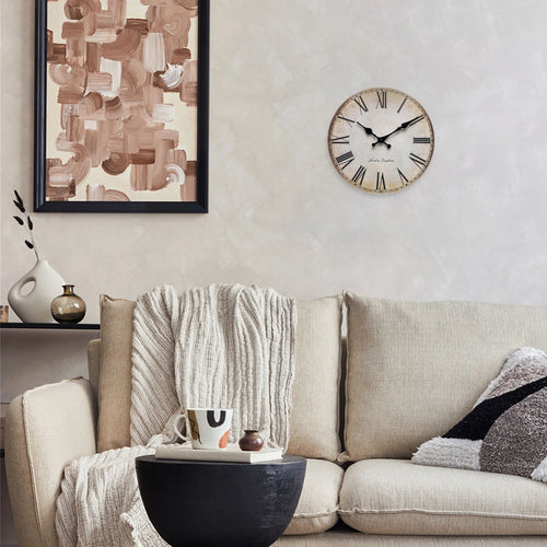 horloge murale en bois rétro à chiffres romains silencieuse et décorative - vue 5 sur 7
