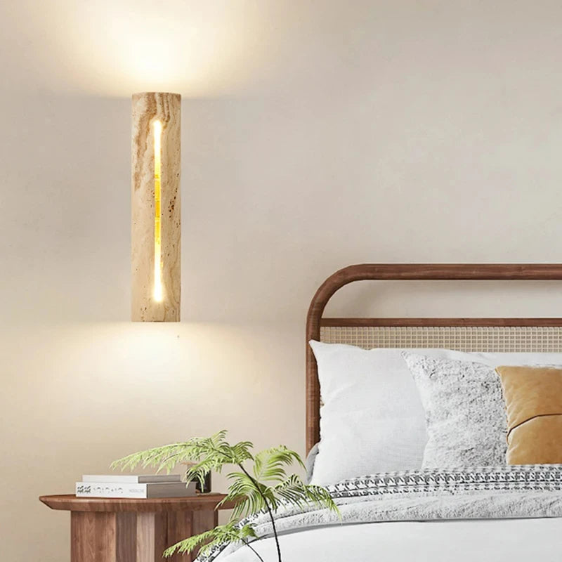 applique murale art déco en pierre naturelle et bois pour ambiance chaleureuse - vue 3 sur 8