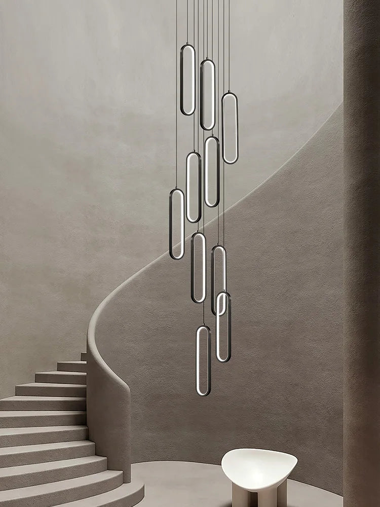 lustre led moderne avec anneau pivotant pour escalier - vue 5 sur 11