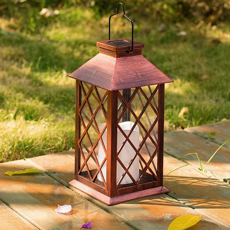 Lampe LED solaire européenne rétro électronique bougie lanterne crépuscule à l'aube lampe décorative solaire pour intérieur extérieur jardin terrasse - vue 5 sur 9
