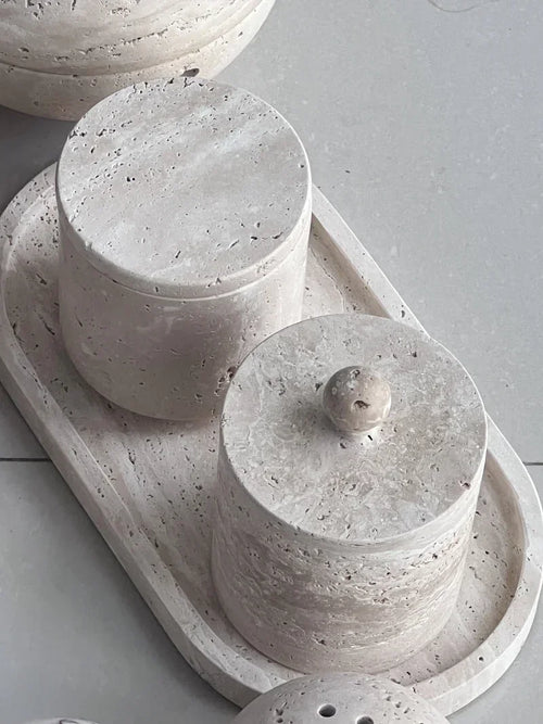 réservoir de stockage en marbre naturel pour bougies accessoires décoratifs - vue 5 sur 6