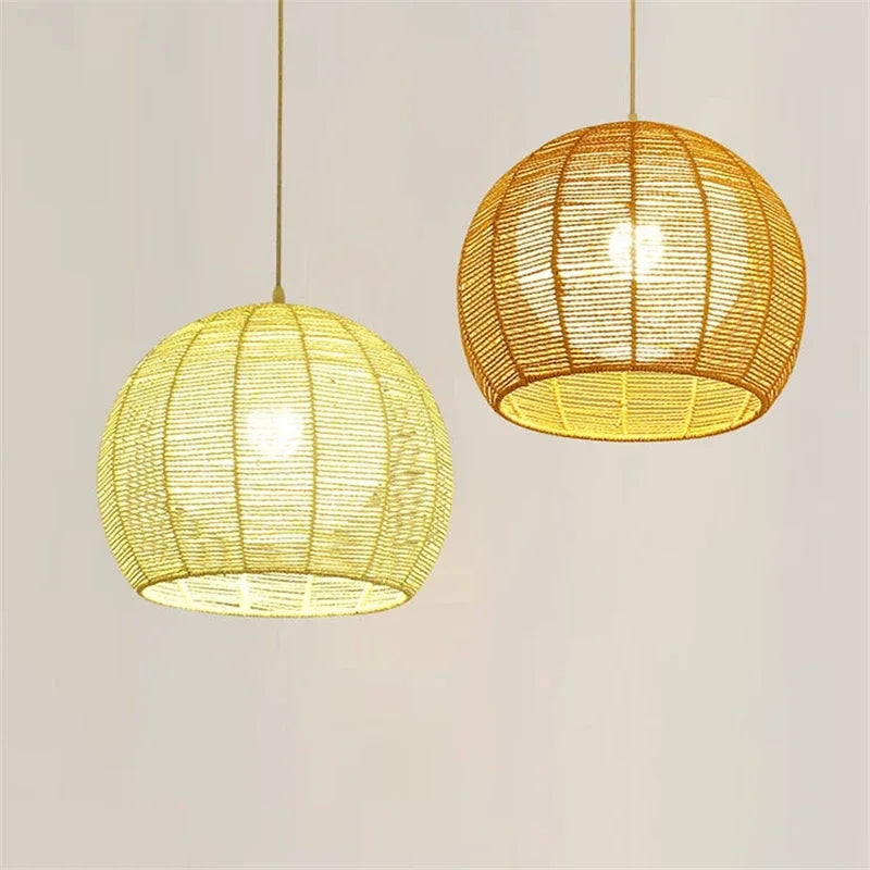 luminaire led nordique moderne en fer et corde de chanvre - vue 6 sur 14
