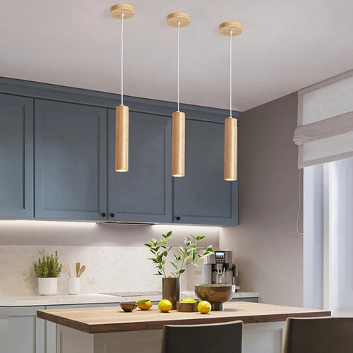 lampes suspendues modernes en bois éclairage intérieur led - vue 3 sur 8