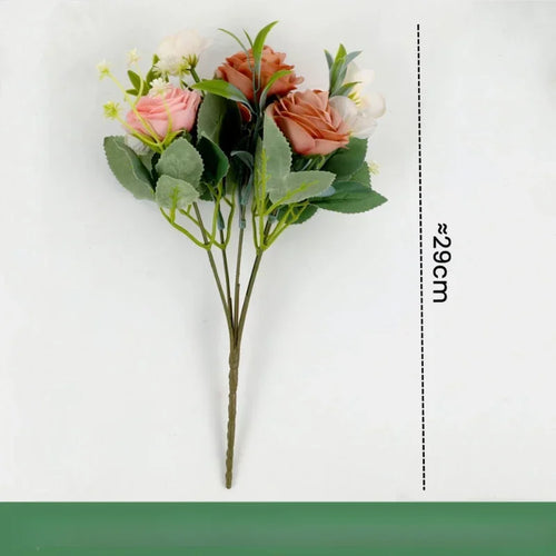 bouquet de roses artificielles en soie pour décoration intérieure - vue 10 sur 12