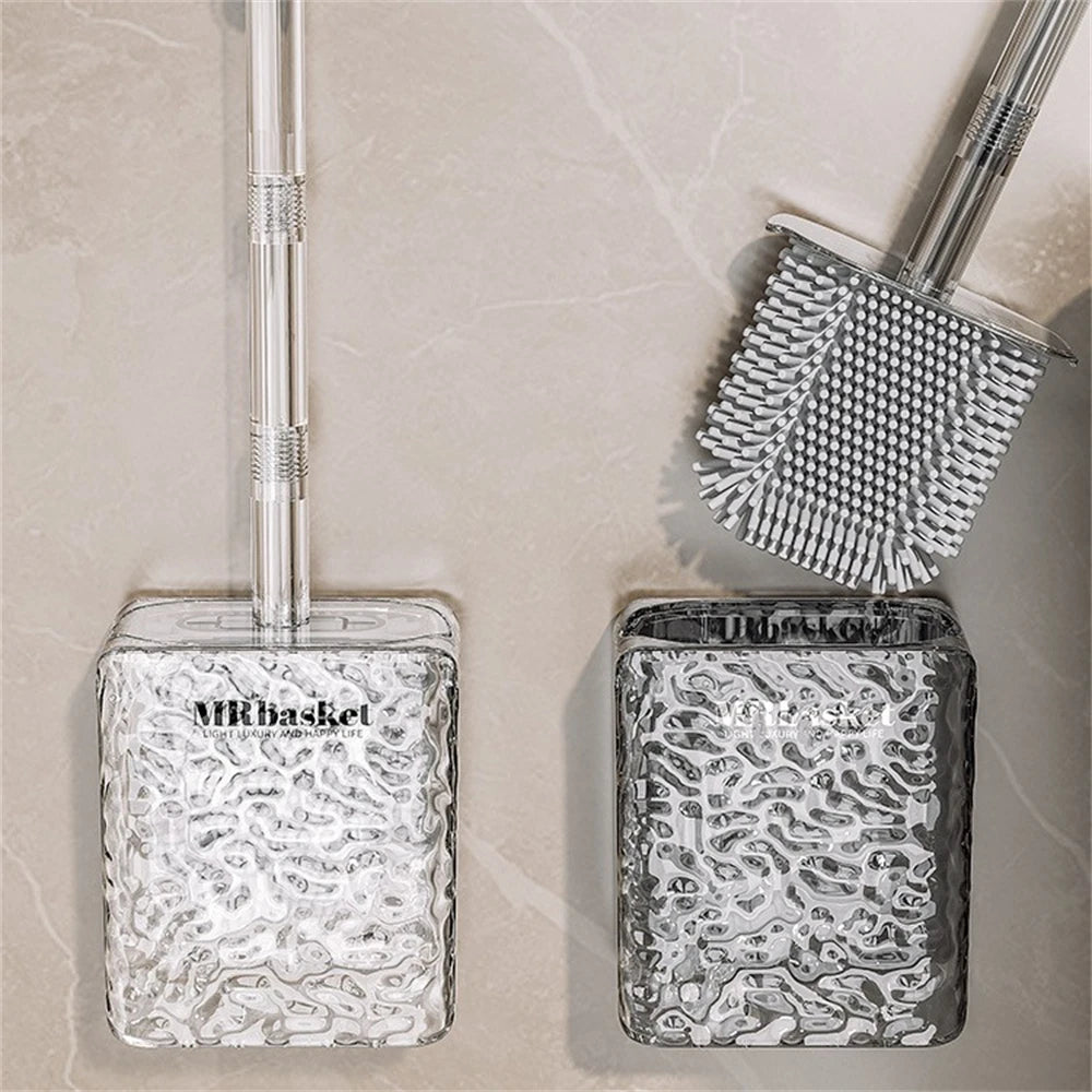 brosse de toilette à ventouse motif glacier avec long manche et fixation murale - vue 4 sur 8