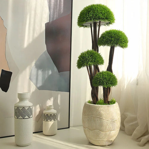 plantes vertes artificielles bonsaï arbre en pot pour décoration intérieure - vue 4 sur 8