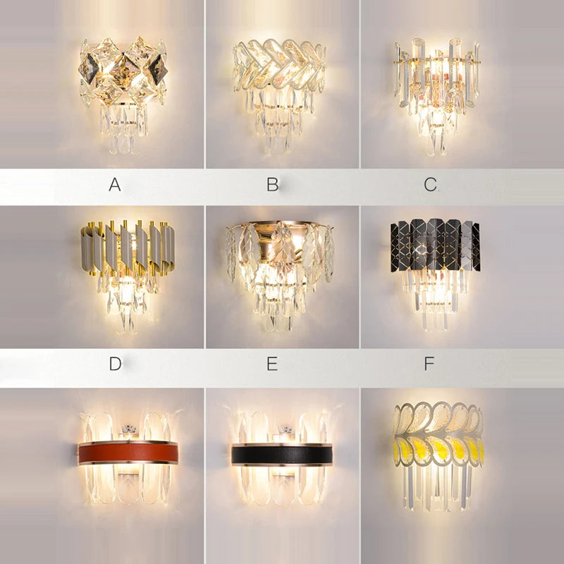 applique murale led moderne en cristal doré à intensité variable - vue 5 sur 18