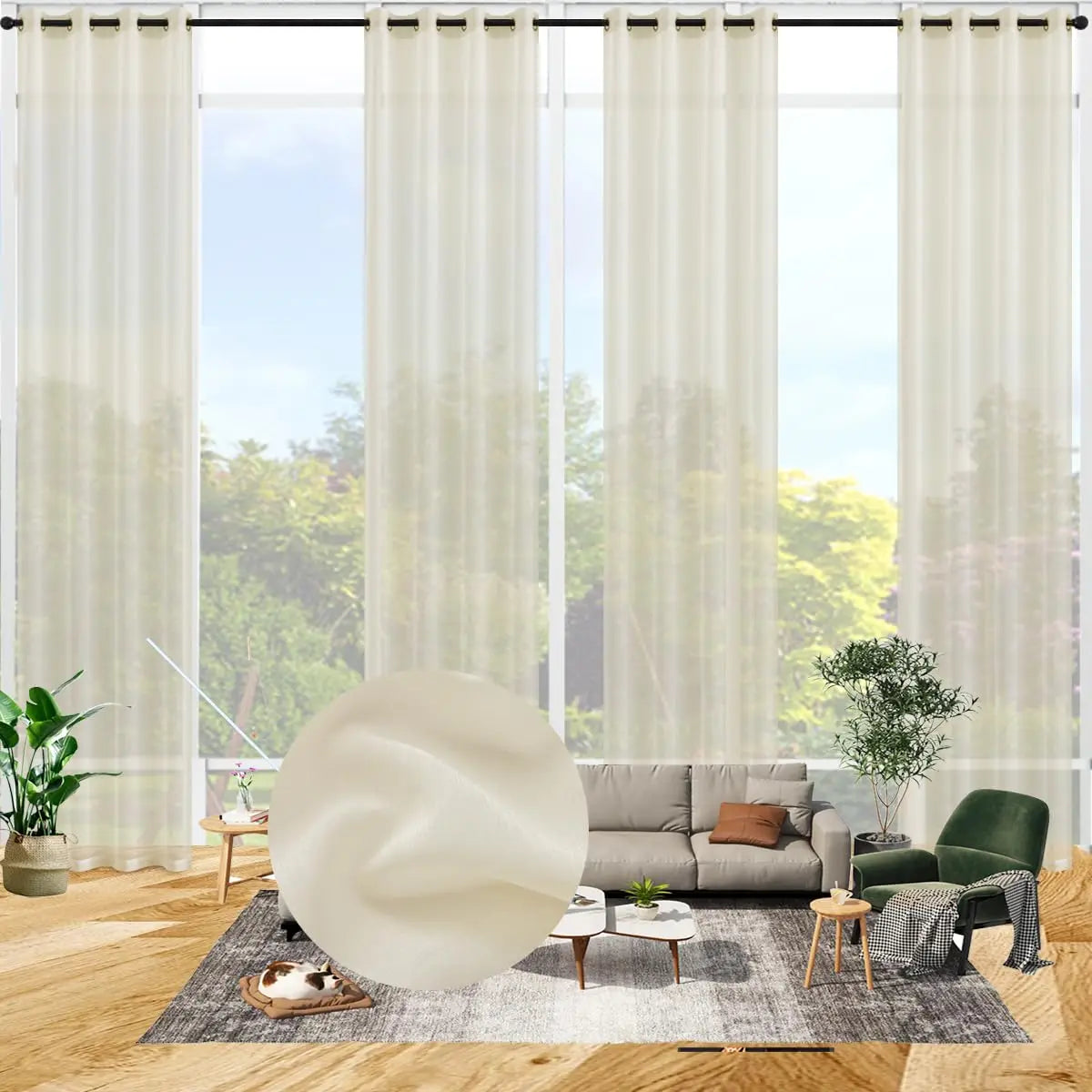Voilage rideau faux lin sur mesure extra long - vue 1 sur 10