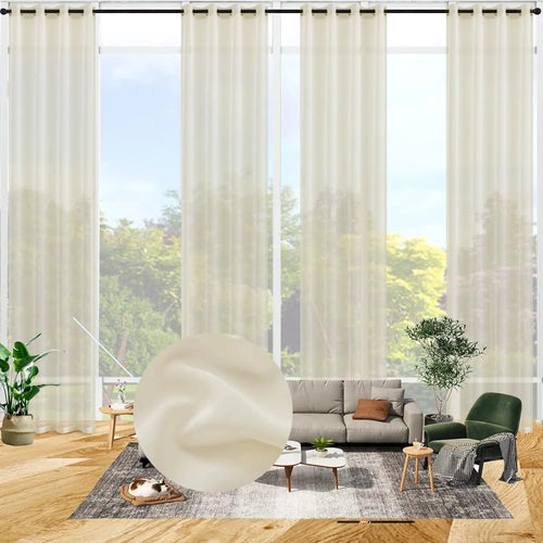 Voilage rideau faux lin sur mesure extra long - vue 2 sur 10