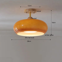 suspension citrouille verre led style japonais vintage bois