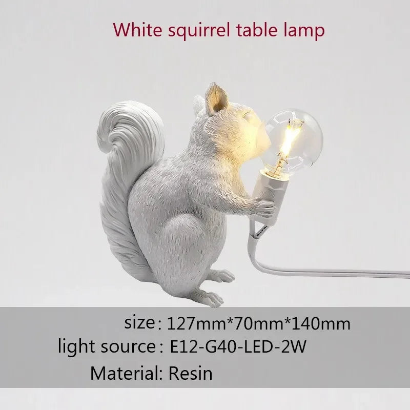 lampes de table écureuils en résine pour décoration et cadeau - vue 7 sur 8