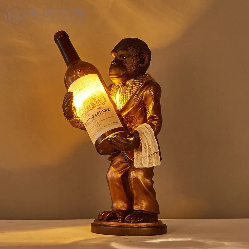 lampe de singe rétro en résine pour déco vintage et loft - vue 5 sur 8